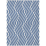 3' X 5' Navy and White Geometric Washable Non Skid Indoor Outdoor Area Rug
