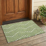 2' X 3' Lime Green and White Geometric Washable Non Skid Indoor Outdoor Area Rug
