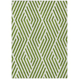3' X 5' Lime Green and White Geometric Washable Non Skid Indoor Outdoor Area Rug