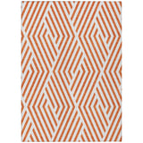 3' X 5' Orange And White Geometric Washable Indoor Outdoor Area Rug