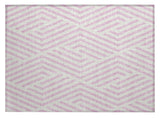 2' X 3' Pink and White Geometric Washable Non Skid Indoor Outdoor Area Rug