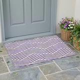 2' X 3' Purple and White Geometric Washable Non Skid Indoor Outdoor Area Rug