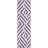 8' Runner Purple and White Geometric Washable Non Skid Indoor Outdoor Runner Rug