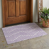 3' X 5' Purple and White Geometric Washable Non Skid Indoor Outdoor Area Rug
