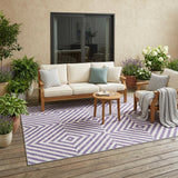 5' X 8' Purple And White Geometric Washable Indoor Outdoor Area Rug