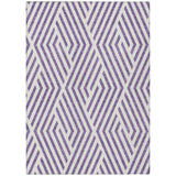 5' X 8' Purple And White Geometric Washable Indoor Outdoor Area Rug