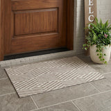 3' X 5' Taupe and Ivory Geometric Washable Non Skid Indoor Outdoor Area Rug