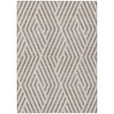 3' X 5' Taupe and Ivory Geometric Washable Non Skid Indoor Outdoor Area Rug