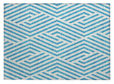 2' X 3' Teal and White Geometric Washable Non Skid Indoor Outdoor Area Rug