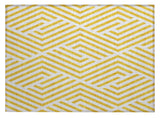 2' X 3' Gold and White Geometric Washable Non Skid Indoor Outdoor Area Rug