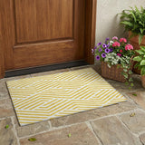 2' X 3' Gold and White Geometric Washable Non Skid Indoor Outdoor Area Rug
