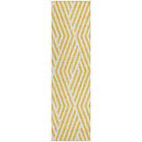 8' Gold And White Geometric Washable Indoor Outdoor Runner Rug