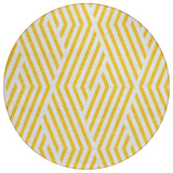 8' Round Gold and White Round Geometric Washable Non Skid Indoor Outdoor Area Rug
