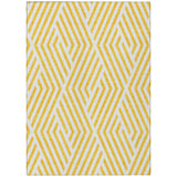 8' X 10' Gold and White Geometric Washable Non Skid Indoor Outdoor Area Rug
