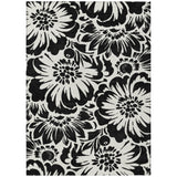 3' X 5' Black and Ivory Floral Washable Non Skid Indoor Outdoor Area Rug
