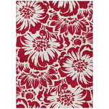 5' X 8' Burgundy and White Floral Washable Non Skid Indoor Outdoor Area Rug