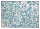 2' X 3' Denim and Ivory Floral Washable Non Skid Indoor Outdoor Area Rug