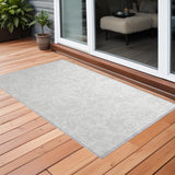 2' X 3' Ivory Floral Washable Non Skid Indoor Outdoor Area Rug