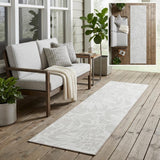 8' Runner Ivory Floral Washable Non Skid Indoor Outdoor Runner Rug