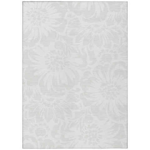 3' X 5' Ivory Floral Washable Non Skid Indoor Outdoor Area Rug