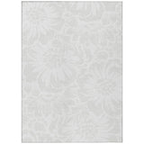 5' X 8' Ivory Floral Washable Non Skid Indoor Outdoor Area Rug