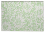 2' X 3' Mint Green and Ivory Floral Washable Non Skid Indoor Outdoor Area Rug