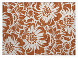 2' X 3' Rust and Ivory Floral Washable Non Skid Indoor Outdoor Area Rug