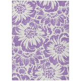 3' X 5' Purple and Ivory Floral Washable Non Skid Indoor Outdoor Area Rug