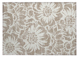 2' X 3' Taupe and Ivory Floral Washable Non Skid Indoor Outdoor Area Rug