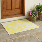 3' X 5' Yellow and Ivory Floral Washable Non Skid Indoor Outdoor Area Rug