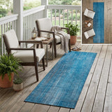 2' X 8' Blue Striped Washable Non Skid Indoor Outdoor Runner Rug