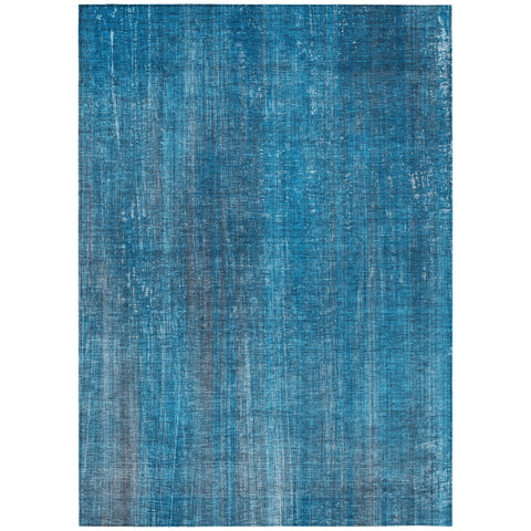 5' X 8' Blue Striped Washable Non Skid Indoor Outdoor Area Rug