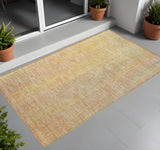 2' X 3' Yellow and Orange Striped Washable Non Skid Indoor Outdoor Area Rug