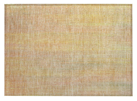 2' X 3' Yellow and Orange Striped Washable Non Skid Indoor Outdoor Area Rug