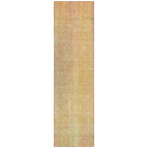 8' Runner Yellow and Orange Striped Washable Non Skid Indoor Outdoor Runner Rug