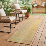 8' Runner Yellow and Orange Striped Washable Non Skid Indoor Outdoor Runner Rug