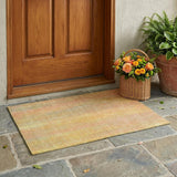 3' X 5' Yellow and Orange Striped Washable Non Skid Indoor Outdoor Area Rug