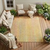 8' X 10' Yellow and Orange Striped Washable Non Skid Indoor Outdoor Area Rug