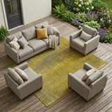 8' X 10' Chocolate Striped Washable Non Skid Indoor Outdoor Area Rug