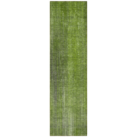 8' Runner Green Striped Washable Non Skid Indoor Outdoor Runner Rug