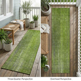 8' Runner Green Striped Washable Non Skid Indoor Outdoor Runner Rug