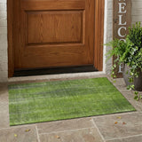 3' X 5' Green Striped Washable Non Skid Indoor Outdoor Area Rug