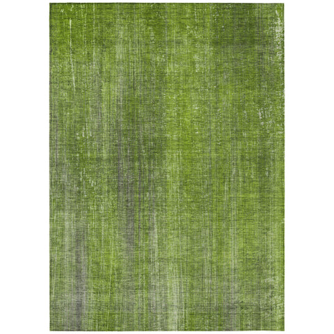 5' X 8' Green Striped Washable Non Skid Indoor Outdoor Area Rug