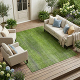 8' X 10' Green Striped Washable Non Skid Indoor Outdoor Area Rug