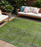 8' X 10' Green Striped Washable Non Skid Indoor Outdoor Area Rug