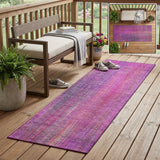 8' Runner Lilac Striped Washable Non Skid Indoor Outdoor Runner Rug