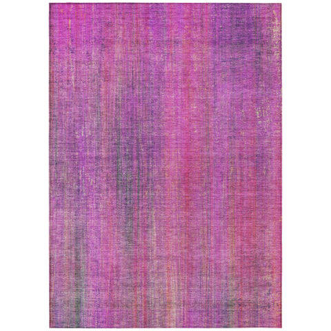 3' X 5' Lilac Striped Washable Non Skid Indoor Outdoor Area Rug