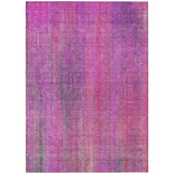 5' X 8' Lilac Striped Washable Non Skid Indoor Outdoor Area Rug