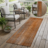 8' Runner Orange Striped Washable Non Skid Indoor Outdoor Runner Rug