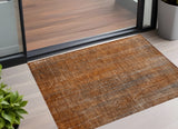 3' X 5' Orange Striped Washable Non Skid Indoor Outdoor Area Rug